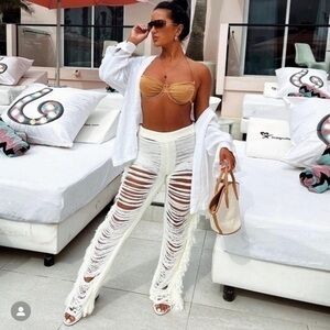 - knitted tassel trousers